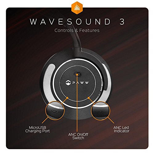 PAWW PW-2016WS03-1 WaveSound 3 Bluetooth Over-Ear Headphones with Microphone (Black)