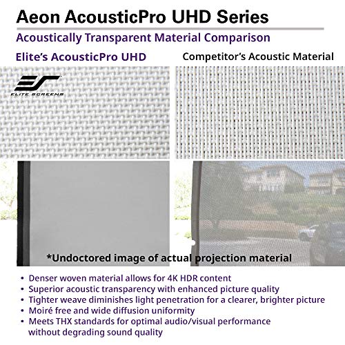 Elite Screens Aeon AcousticPro UHD 180-INCH Diag. 16:9, 4K Home Theater Fixed Frame Edge Free Projection Sound Transparent Perforated Weave Projection Screen, AR180H2-AUHD