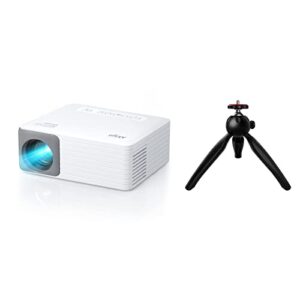 mini projector, akiyo portable movie projector for outdoor, support 1080p, ±15° keystone, max 120″ screen, for kids, young, gift, compatible with smartphone, computer, tv stick, u disk, speaker