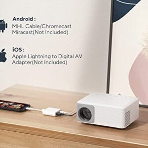 Mini Projector, AKIYO Portable Movie Projector for Outdoor, Support 1080P, ±15° Keystone, Max 120" Screen, for Kids, Young, Gift, Compatible with Smartphone, Computer, TV Stick, U Disk, Speaker