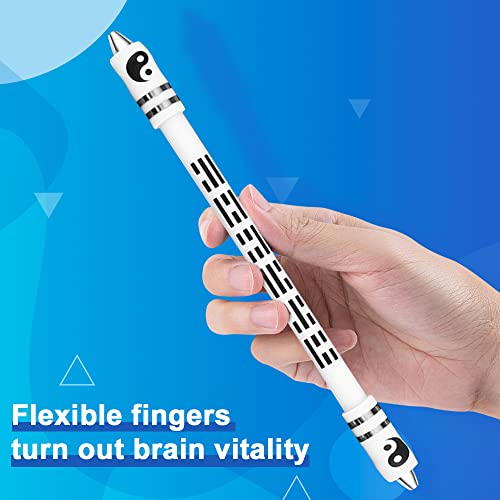 Roucerlin 2 Colors Pen Spinning with Silicone Bracelet, Metal Heads Gaming Finger Pen, 8.5In Weighted Rotating Ballpoint Pen, Spinning Pen for Student Adults, No Pen Refill (Black,White)