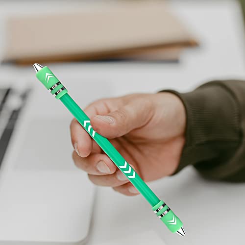 Roucerlin 2 Colors Pen Spinning with Silicone Bracelet, Metal Heads Gaming Finger Pen, 8.5In Weighted Rotating Ballpoint Pen, Spinning Pen for Student Adults, No Pen Refill (Black,White)