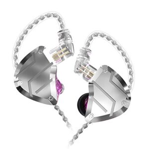 cca c10 pro in-ear earphone, hifi stereo in-ear monitor high resolution earbud headphone, 4ba+1dd five driver in-ear earphones with c pin detachable cable (no mic, purple)