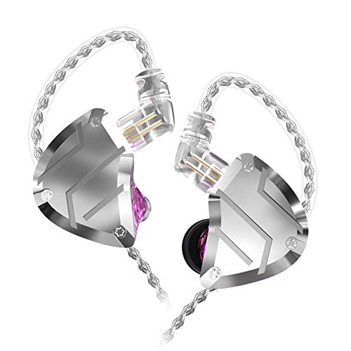 CCA C10 Pro in-Ear Earphone, HiFi Stereo in-Ear Monitor High Resolution Earbud Headphone, 4BA+1DD Five Driver in-Ear Earphones with C Pin Detachable Cable (No Mic, Purple)