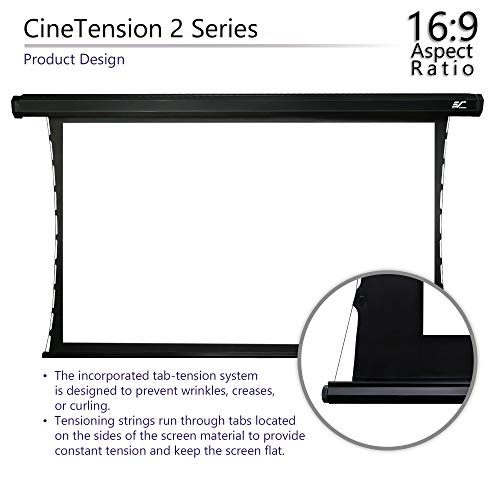 Elite Screens CineTension 2, 150-inch Diagonal 16:9, 4K/8K Tab-Tensioned Electric Drop Down Projection Projector Screen, TE150HW2