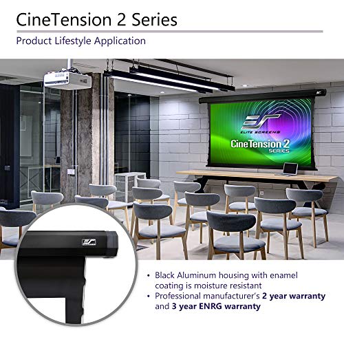 Elite Screens CineTension 2, 150-inch Diagonal 16:9, 4K/8K Tab-Tensioned Electric Drop Down Projection Projector Screen, TE150HW2