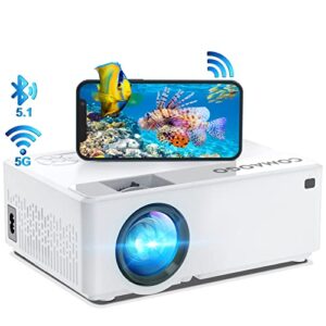 wifi projector with bluetooth 5.1, comaogo mini projector 9500 lumens 1080p 220” 5g mirroring movie portable hd projectors for tv, pc, hdmi, usb, vga, ios/android