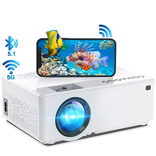 WiFi Projector with Bluetooth 5.1, COMAOGO Mini Projector 9500 Lumens 1080P 220” 5G Mirroring Movie Portable HD Projectors for TV, PC, HDMI, USB, VGA, iOS/Android