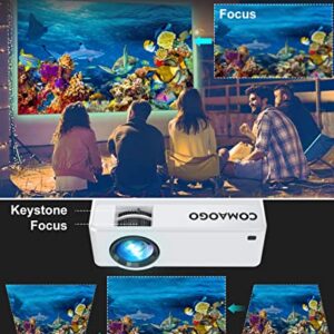 WiFi Projector with Bluetooth 5.1, COMAOGO Mini Projector 9500 Lumens 1080P 220” 5G Mirroring Movie Portable HD Projectors for TV, PC, HDMI, USB, VGA, iOS/Android