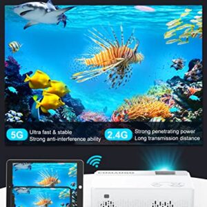 WiFi Projector with Bluetooth 5.1, COMAOGO Mini Projector 9500 Lumens 1080P 220” 5G Mirroring Movie Portable HD Projectors for TV, PC, HDMI, USB, VGA, iOS/Android