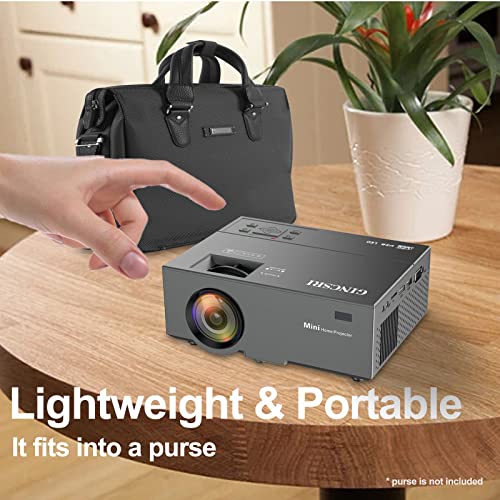 GINCSRI Mini Projector for iPhone HD 1080P Video projectors 9500 Lumens 200" Home Movie Projector Small Portable TV proyector portatil Outdoor projectir with Speakers Tripod Carry Bag HDMI USB