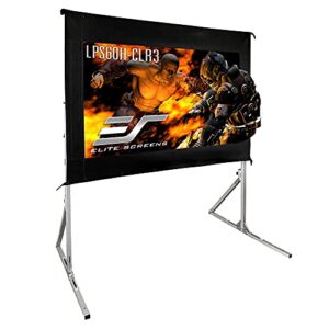 elite screens light-on series, 60-inch diag.16:9, ceiling ambient light rejecting folding-frame portable projector projection screen, exclusively for ultra short throw projectors, lps60h-clr3, silver