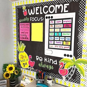 Auchq Magnetic Pocket Chart,Standard Pocket Chart with 7+1 Pockets,14 Double-Sided Dry-Eraser Cards for Daily Schedule,Class Demonstrations,Classroom Office Home Activities (Black)