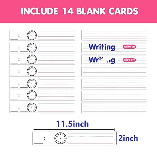 Auchq Magnetic Pocket Chart,Standard Pocket Chart with 7+1 Pockets,14 Double-Sided Dry-Eraser Cards for Daily Schedule,Class Demonstrations,Classroom Office Home Activities (Black)