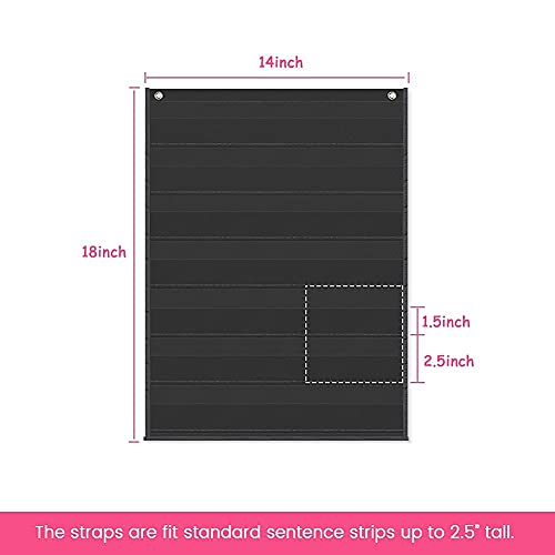 Auchq Magnetic Pocket Chart,Standard Pocket Chart with 7+1 Pockets,14 Double-Sided Dry-Eraser Cards for Daily Schedule,Class Demonstrations,Classroom Office Home Activities (Black)