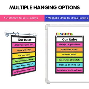 Auchq Magnetic Pocket Chart,Standard Pocket Chart with 7+1 Pockets,14 Double-Sided Dry-Eraser Cards for Daily Schedule,Class Demonstrations,Classroom Office Home Activities (Black)