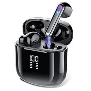 wireless earbuds, bluetooth headphones 5.3 with 4-mics clear call and enc noise cancelling, true wireless earbuds touch control stereo sound with led display, waterproof bluetooth earbuds for workout