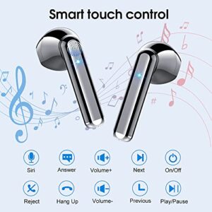 Wireless Earbuds, Bluetooth Headphones 5.3 with 4-Mics Clear Call and ENC Noise Cancelling, True Wireless Earbuds Touch Control Stereo Sound with LED Display, Waterproof Bluetooth Earbuds for Workout