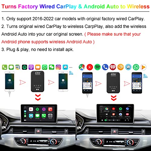 MMB 3RD Wireless CarPlay Multimedia TV Video Dongle AI Box, 4GB+64GB Android 11.0 OS, Wireless Mirroring, HDMI Output, USB Plays, Only Support 2017-2022 Cars with Factory Wired CarPlay Function