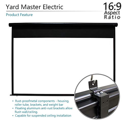Elite Screens Yard Master Electric, 120 Inch 16:9, Outdoor Motorized Automatic Projector Projection Screen IP33, Rain/Water Protection 8K 4K Ultra HD Movie - US Based Company 2-YEAR WARRANTY
