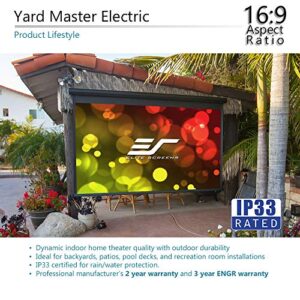 Elite Screens Yard Master Electric, 120 Inch 16:9, Outdoor Motorized Automatic Projector Projection Screen IP33, Rain/Water Protection 8K 4K Ultra HD Movie - US Based Company 2-YEAR WARRANTY