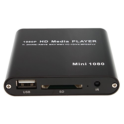 AGPtek Black Mini Full HD 1080P Digital Streaming Media Player-MKV/RM-SD/USB HDD-HDMI CVBS YPbPr