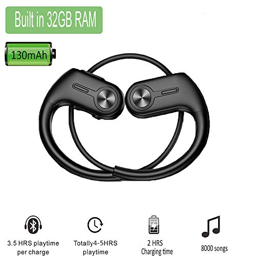 32GB MP3 Player Bluetooth 5.0 Sport Headphones MP3 Player Wireless Wearable Bluetooth Music Player IPX7 Sweatproof HiFi Stereo MP3 Player for Running Gym Jogging Hiking Working Driving