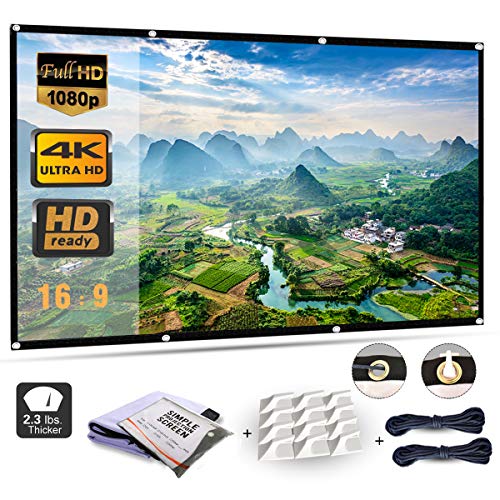 Projection Screen, 4K Projector Screen 120 inch, 16x9 HD 3D TV Projector Screen Outdoor Movie Screen Portable Projector Screen Foldable Projection Screen (120")