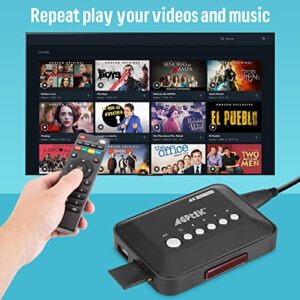 4K@30hz HDMI TV Media Player with HDMI/AV Output, Digital MP4 Player for 14TB HDD/ 512G USB Drive/SD Card/H.265 MP4, with Remote Control for MP3 AVI RMVB MPEG etc