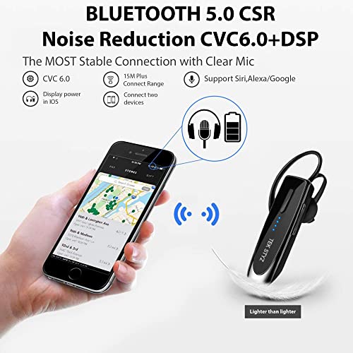 Tek Styz Headset Compatible with LG Aristo 5 in Ear Bluetooth 5.0 Wireless Earpiece, IPX3 Waterproof, 24h Dual Microphones, Noise Reduction (Black/Silver)