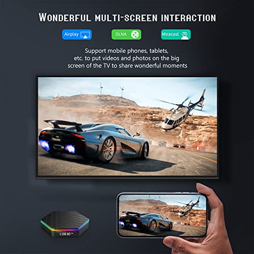 2022 Android TV Box 12.0 4GB RAM 64GB ROM Android Box H618 Quad-core Cortex-A53 CPU, Wi-Fi 6 4K/6K 2.4G/5G Wi-Fi HDR10+ Bluetooth 5.0 100M Ethernet USB 2.0 with Backlit 2.4G Mini Wireless Keyboard