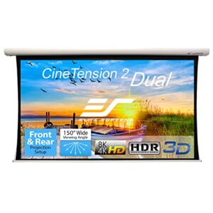 elite screens cinetension 2 wraithveil dual projector screen, 200-inch 16:9, indoor electric motorized automatic front rear projection movie screen, te200hr2-dual| us based company 2-year warranty