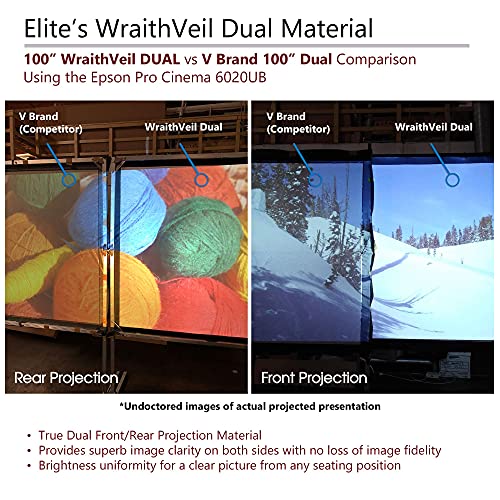 Elite Screens CineTension 2 WraithVeil Dual Projector Screen, 200-inch 16:9, Indoor Electric Motorized Automatic Front Rear Projection Movie Screen, TE200HR2-DUAL| US Based Company 2-Year Warranty