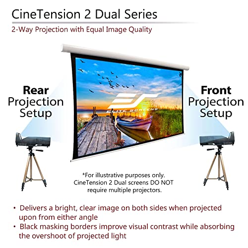 Elite Screens CineTension 2 WraithVeil Dual Projector Screen, 200-inch 16:9, Indoor Electric Motorized Automatic Front Rear Projection Movie Screen, TE200HR2-DUAL| US Based Company 2-Year Warranty