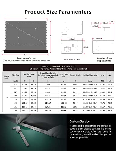 VIVID STORM SINCE 2004-Long Focus ALR Screen Material,White Housing Motorized Floor-Rising Projection Screen,Compatible with Lumen up to 2500ANSI of Ordinary Projector,VWSDSTALR120H