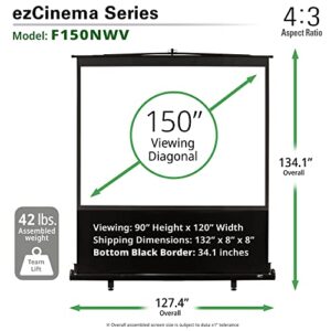 Elite Screens ezCinema 150" Diag. 4:3, Manual Pull Up Projector Screen, Movie Home Theater 8K 4K Ultra HD 3D Ready, 2-Year Warranty | F150NWV