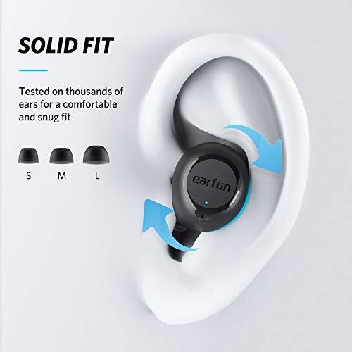 EarFun® Free Wireless Earbuds, Call Noise Reduction, Bluetooth 5.0 True Wireless Earbuds, Sweatshield™ IPX7 Waterproof Bluetooth Headphone, Deep Bass, 30Hrs