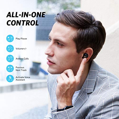 EarFun® Free Wireless Earbuds, Call Noise Reduction, Bluetooth 5.0 True Wireless Earbuds, Sweatshield™ IPX7 Waterproof Bluetooth Headphone, Deep Bass, 30Hrs