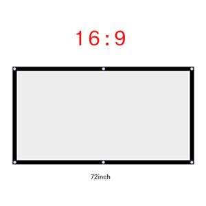 60-120 Inch Portable Foldable Non-Crease White Projector, Outdoor Camping Movie Curtain Projection Screen 16:9, Translucent Designed Projections Movies Screen for Open-Air Cinema(72-inch)