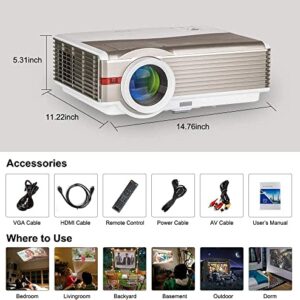 LCD Android Wireless Projector 1080p Native 9000 High Lumen, Home Theater Projector with WiFi and Bluetooth 250'' Display Outdoor Movie, Airplay for iPhone, Compatible with Fire Stick,PS5,Laptop,HDMI