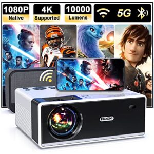 fudoni projector with wifi and bluetooth 4k support native 1080p, 350 ansi high lumen portable outdoor movie projector, video home theater projector with speaker for hdmi/usb/pc/ios & android phone