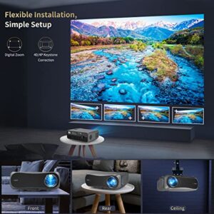 4K UHD TV Home Theater Projector 5G WiFi, Bluetooth, Androrid 2G+16G Wireless Native 1080P Projectors Outdoor Movie Game, with 5000+ Apps, HDMI, USB, Aux Audio,VGA, 15W HiFi Speaker, Zoom,4P Keystone