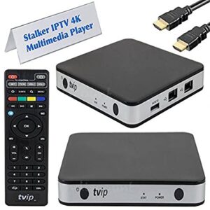 TVIP TV Box v.605 4K|HEVC High Performance Android & Linux |2X USB|Memory Storage 8 GB|4K|UHD|Stalker Player|M3U Player|Built-in Dual Band WiFi (2.4G/5G)|HDMI Cable|Amlogic S905X Quad Core 1.5 GHz