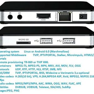 TVIP TV Box v.605 4K|HEVC High Performance Android & Linux |2X USB|Memory Storage 8 GB|4K|UHD|Stalker Player|M3U Player|Built-in Dual Band WiFi (2.4G/5G)|HDMI Cable|Amlogic S905X Quad Core 1.5 GHz