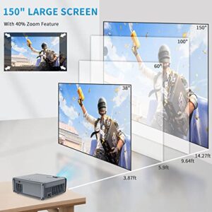 2023 New Mini Projector with 2.4/5G WiFi & Bilateral Bluetooth,7500LM FHD 1080P Native Outdoor Portable Video Projector with Android 9.0, 4K Home Theater Projector with HDMI/USB,Laptop,Phone,TV Stick