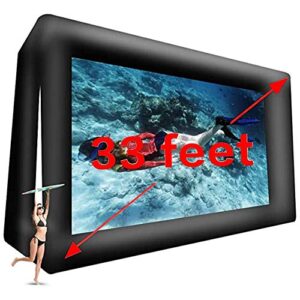 fitnessandfun 33′ huge inflatable movie screen outdoor incl blower – seamless front and rear projection – portable blow up projector screen for churches, grand parties, backyard pool fun(33 feet)