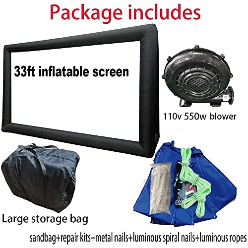 fitnessandfun 33' Huge Inflatable Movie Screen Outdoor Incl Blower - Seamless Front and Rear Projection - Portable Blow Up Projector Screen for Churches, Grand Parties, Backyard Pool Fun(33 feet)