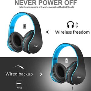 2 Items,1 Black Blue Zihnic Over-Ear Wireless Headset Bundle with 1 Black Green Zihnic Foldable Wireless Headset