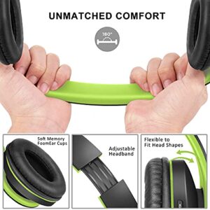 2 Items,1 Black Blue Zihnic Over-Ear Wireless Headset Bundle with 1 Black Green Zihnic Foldable Wireless Headset