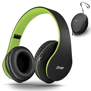 2 Items,1 Black Blue Zihnic Over-Ear Wireless Headset Bundle with 1 Black Green Zihnic Foldable Wireless Headset